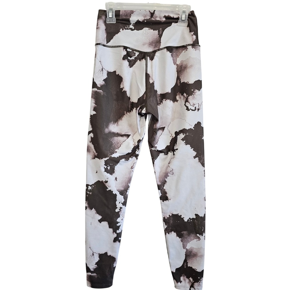 Sage Collective Brown White Abstract Watercolor High Rise‎ Leggings Small